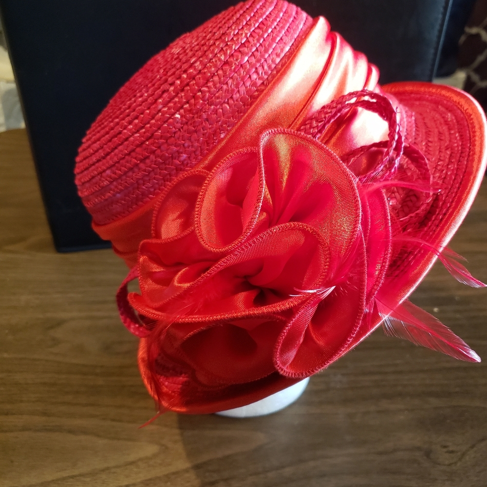 Red straw hat